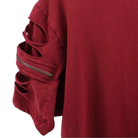 Lagos Wine Red “Live Free” Three Dimensional Artsy Grunge Tee Women’s XL - Picture 5 of 9